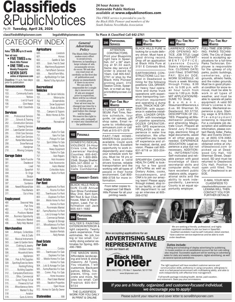 Page 20 | E-Edition | bhpioneer.com