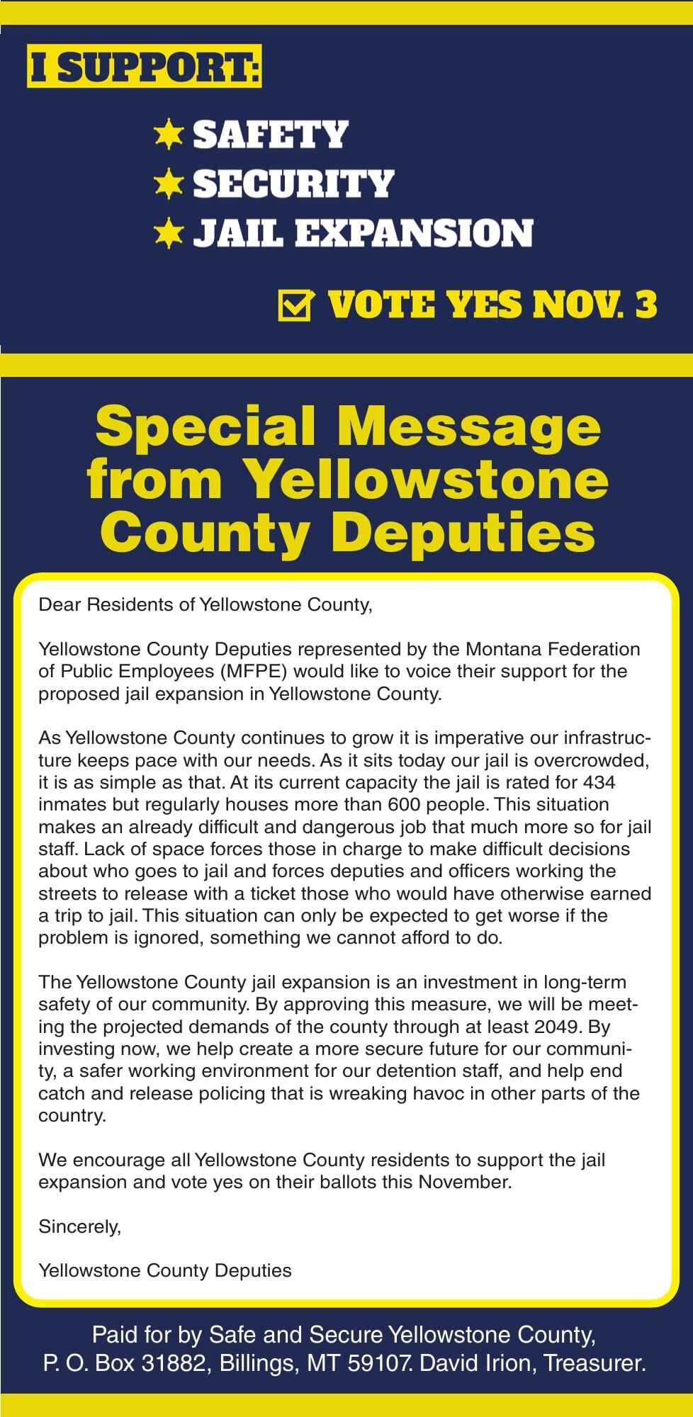 Safe and Secure Yellowstone County - Ad from 2026-10-25