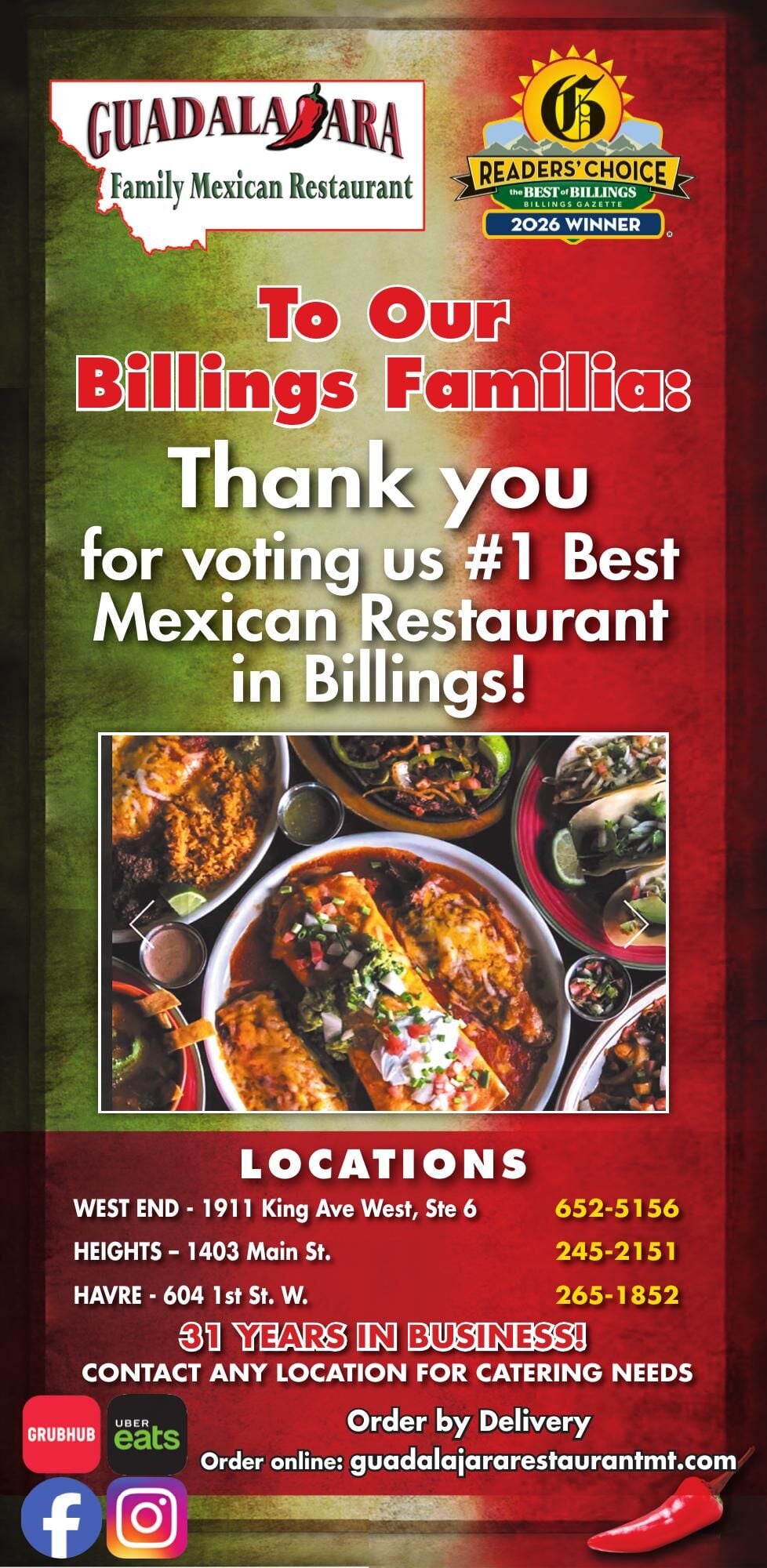 GUADALAJARA MEXICAN RESTAURANT - Ad from 2026-10-18