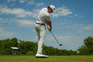 J.T. Poston tees off on the first hole during the third round of the Memorial Tournament at Muirfield Village Golf Club on June