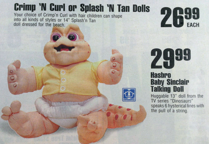 Baby sinclair talking store doll