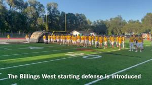The Billings West defense is introduced prior to its Gold Rush game