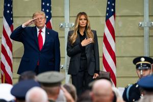 President Donald Trump and First Lady Melania Trump attend the 25th anniversary remembrance ceremony of the 9/11 terrorist
