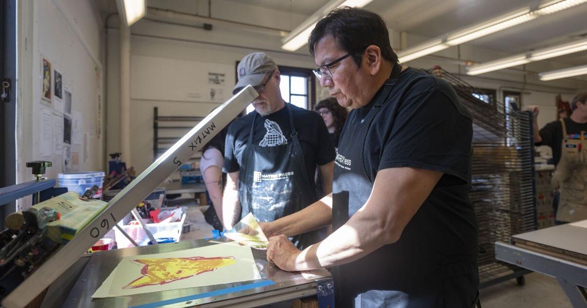 Artist works on well-traveled Coyote series at University of Montana press