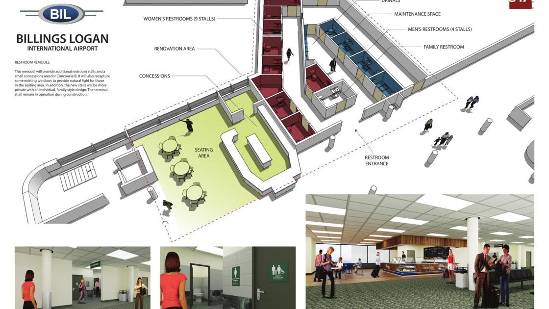 Billings airport remodel includes bigger bathrooms new concession area Billings airport remodel includes bigger bathrooms new concession area