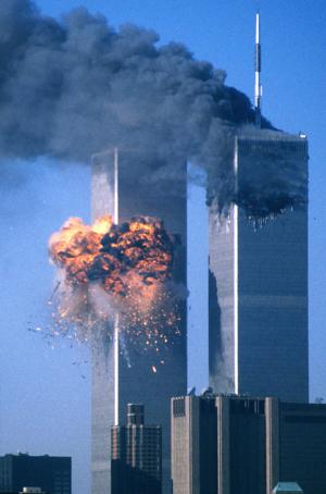 World Trade Center in flames 9/11