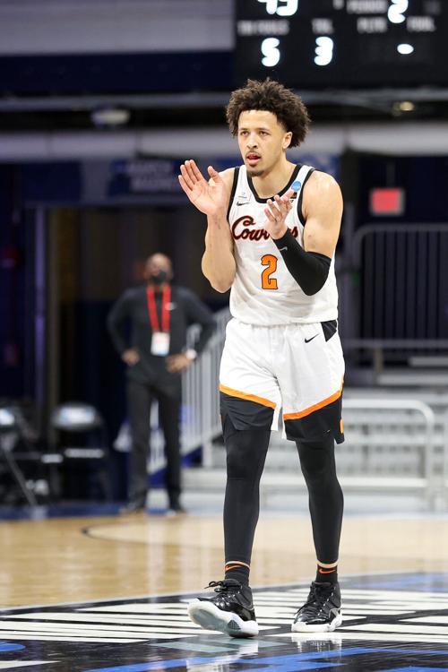 Oklahoma State's Cade Cunningham during an NCAA Tournament game against Oregon State at Hinkle Fieldhouse in Indianapolis on March 21, 2021.