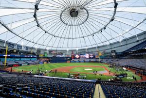 Tropicana Field ahead of Game 3 of the World Series between Milwaukee Brewers and Tampa Bay Rays in St.Petersburg, Florida on