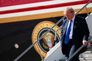 U.S. President Trump arrives in Dallas to atttend the Republican National Midterm Convention