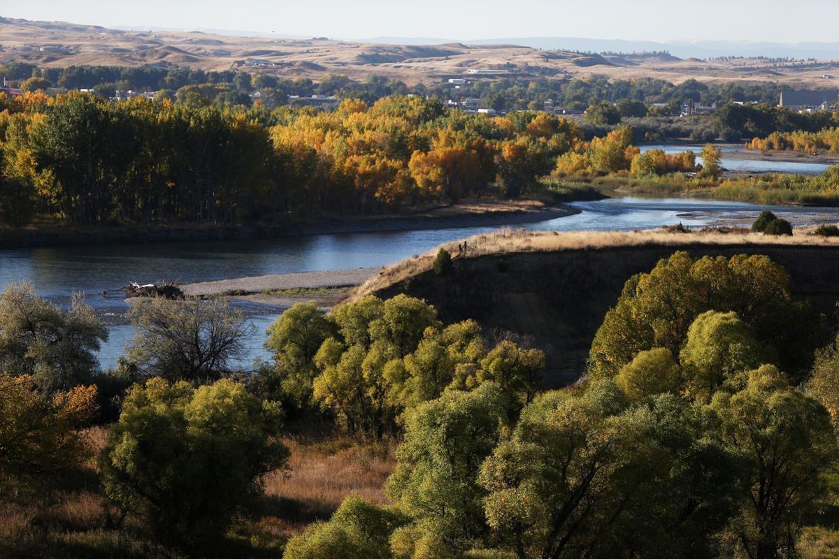 Fall colors line the Yellowstone River