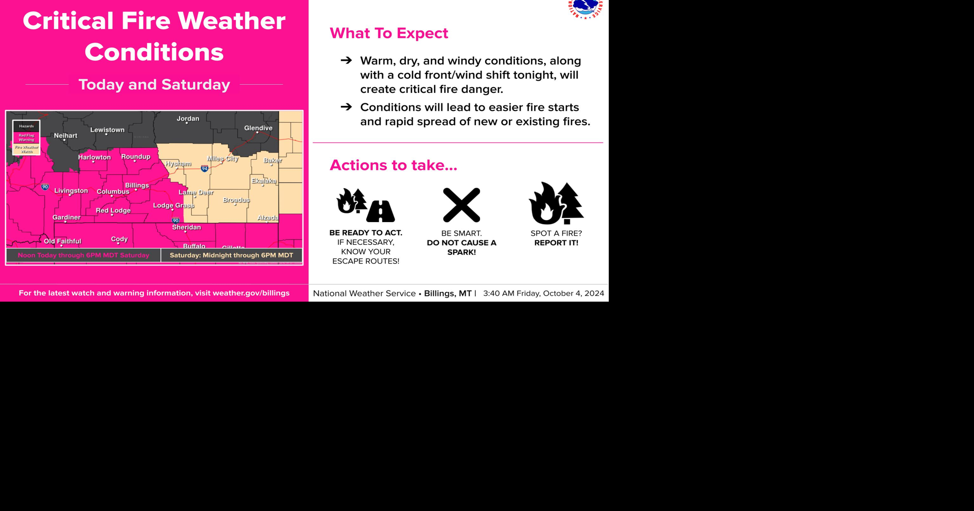 Red flag warning issued for most of south-central Montana