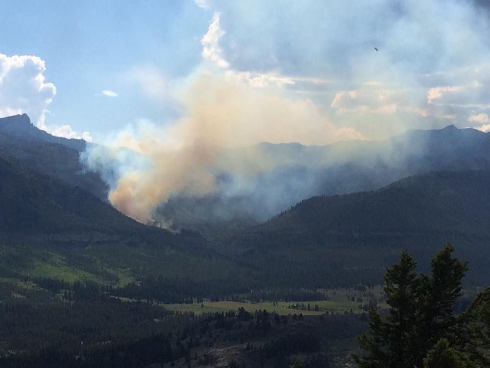 Fire burning northeast of Yellowstone National Park