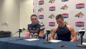 Zac Crews, Adam Jones after Montana State’s win over Central Connecticut State