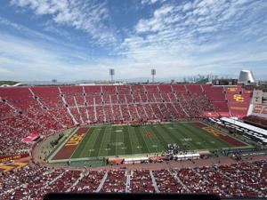 The Los Angeles Coliseum sits mostly empty for USC's season-opening game against San Jose State on Aug. 29, 2026.