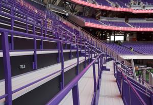 The Wildcat Wall student section in the south endzone of Northwestern University’ s nearly finished Ryan Field on Sept. 14, 2026, in Evanston, Ill..