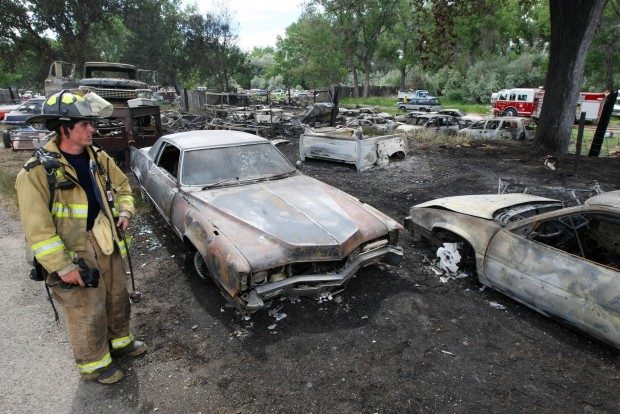 Dozens of vehicles destroyed in Lockwood salvage yard fire | Local News