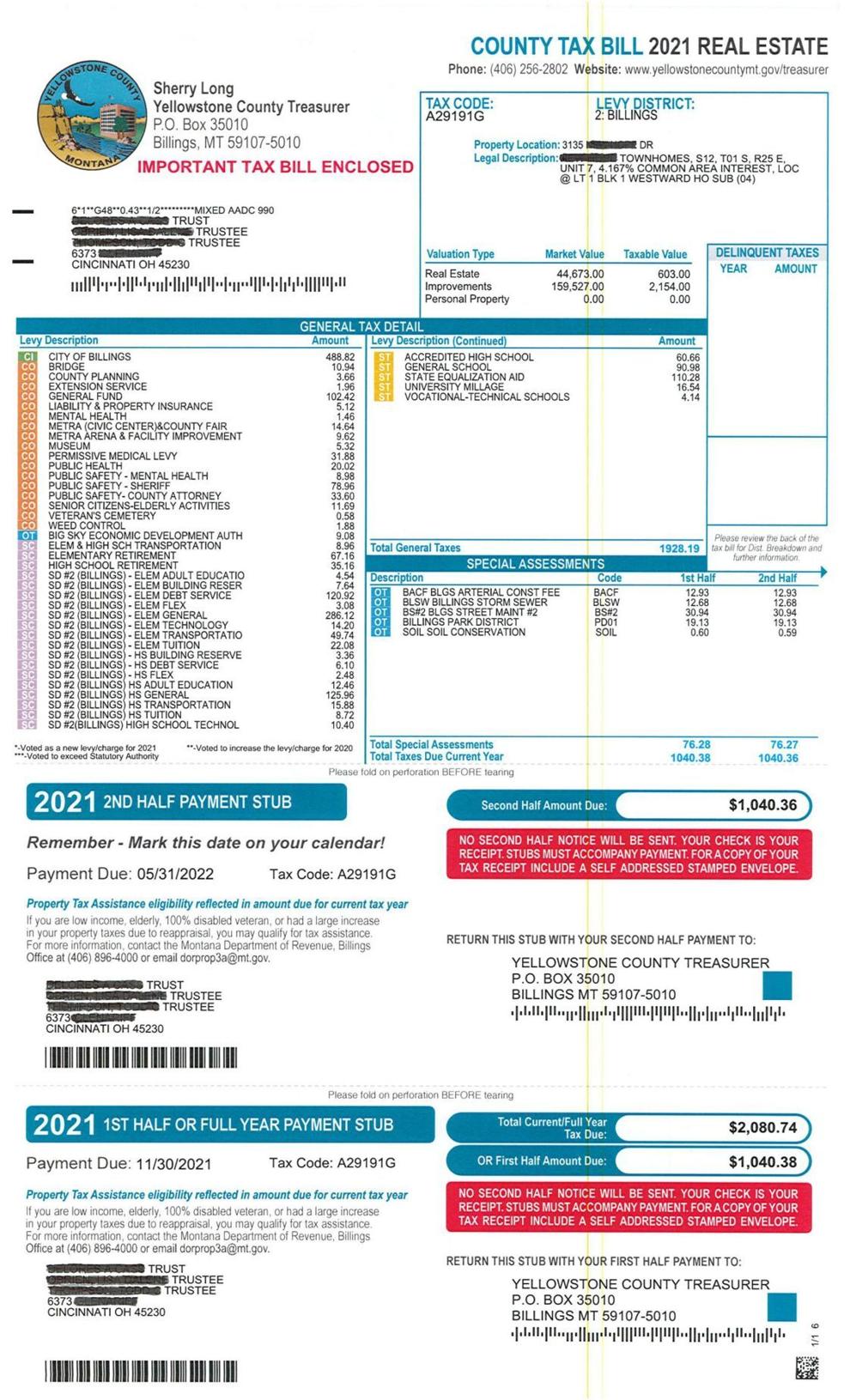Yellowstone County property tax bills get a new look