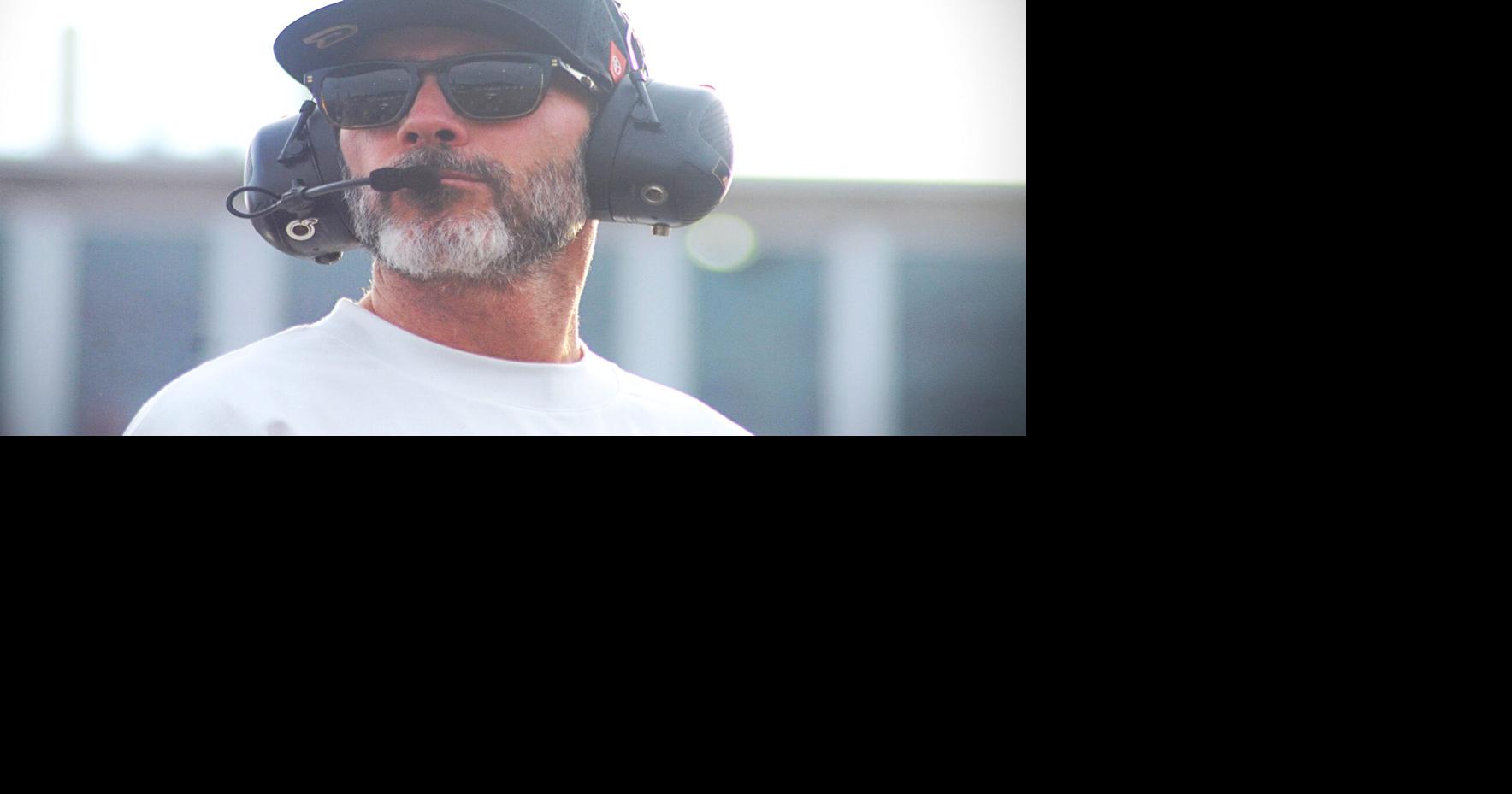 Coverage image for: Seven-time NASCAR Cup Series champion and Legacy Motor Club co-owner Jimmie Johnson watches practice at North Wilkesboro Speedway on Saturday, July 18, 2026.
