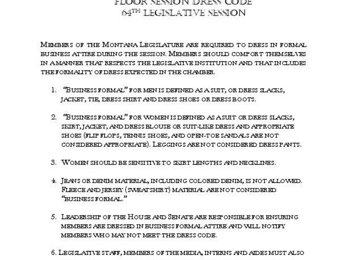 Montana House To Modify Controversial Legislature Dress Code Montana News Billingsgazette Com