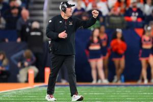 Nov 29, 2025; Syracuse, New York, USA; Boston College Eagles head coach Bill O'Brien reacts against the Syracuse Orange during the second half at the JMA Wireless Dome. Mandatory Credit: Rich Barnes-Imagn Images