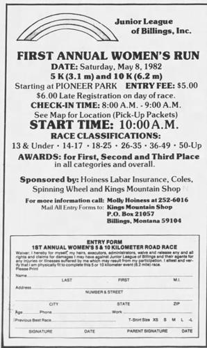 First Annual Women's Run flyer and sign-up sheet