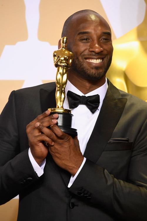 Filmmaker Kobe Bryant, winner of the Best Animated Short Film award for "Dear Basketball," poses in the press room during the 90th Annual Academy Awards at Hollywood& Highland Center on March 4, 2018 in Hollywood, California.