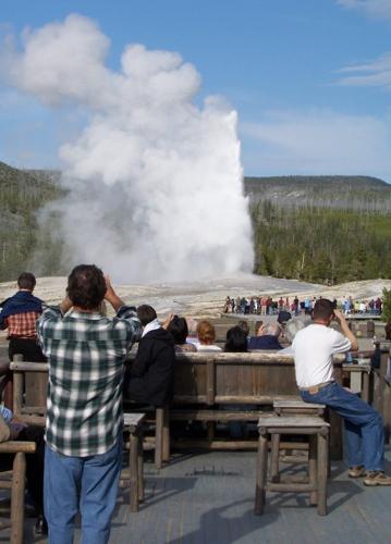 Old Faithful geyser erupts