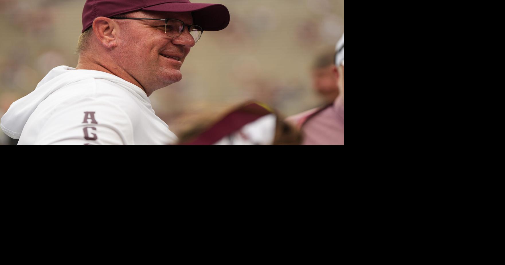 Aug 30, 2025; College Station, Texas, USA; Texas A&M Aggies head coach Mike Elko pregame against the UTSA Roadrunners at Kyle Field. Mandatory Credit: Sean Thomas-Imagn Images