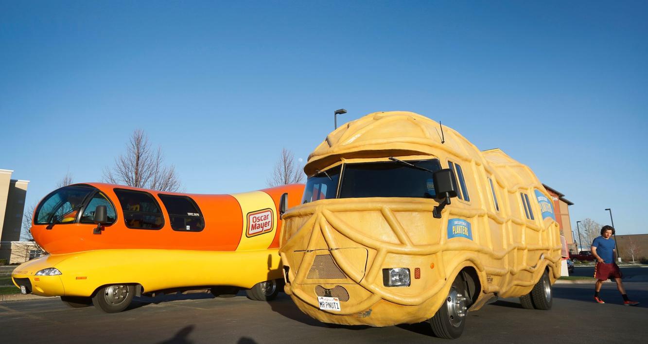 Photo Oscar Mayer Wienermobile and Planters Peanuts Nutmobile meet in