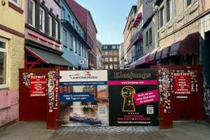 In Hamburg, barriers at the entrance to a street used by sex workers in the iconic Reeperbahn area, known for prostitution, clubs and bars.