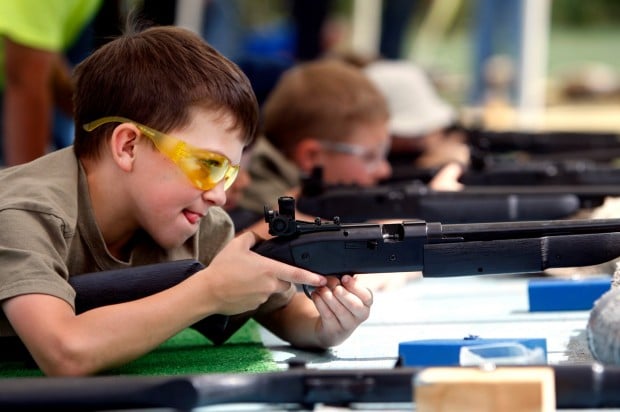 Gavin Hunt practices target shooting