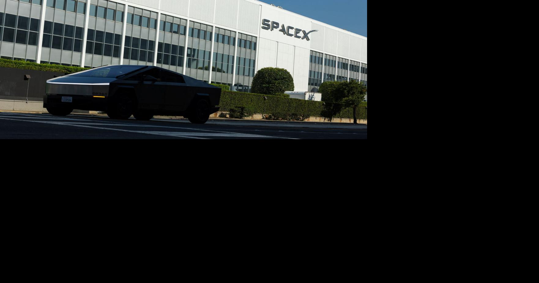 Tesla cybertruck outside SpaceX facility in Hawthorne