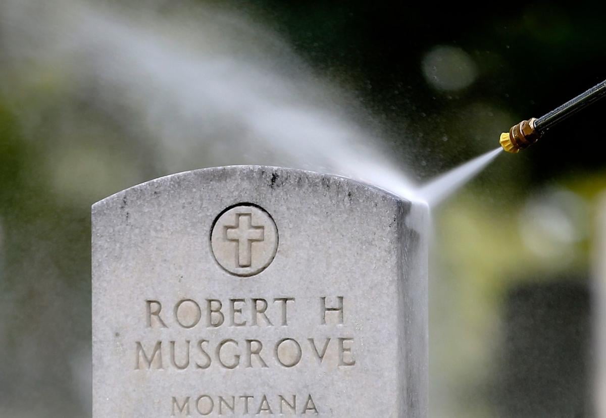 Photos Marine Corps League cleans veterans' headstones in Billings