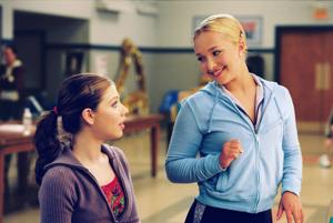 Michelle Trachtenberg, left, and Hayden Panettiere appear in a scene from "Ice Princess."