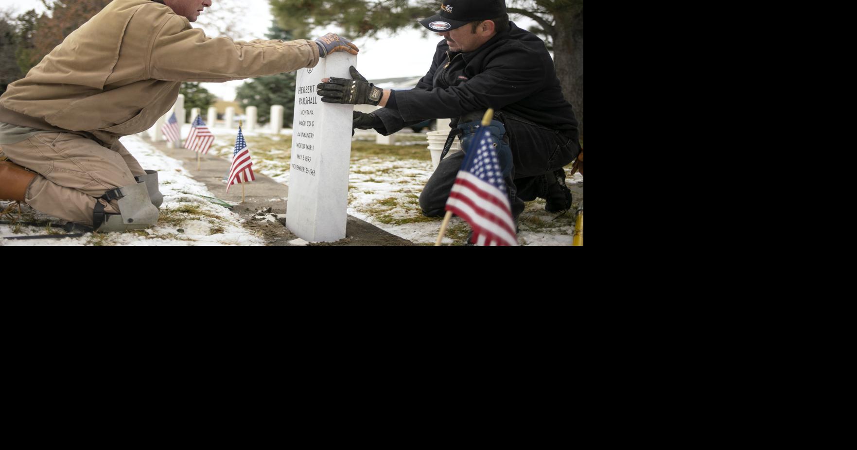 Billings cemetery begins the work of placing new marble headstones at