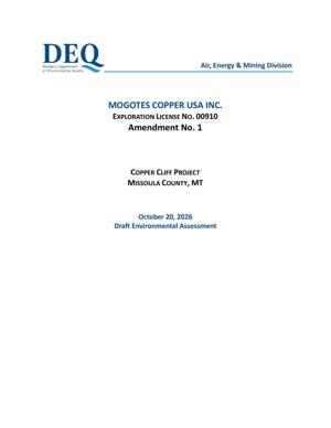 Draft environmental assessment for Copper Cliff Project