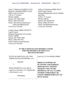Montana's motion to dismiss bison lawsuit