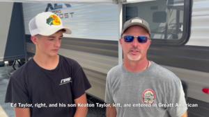 The father and son team of Ed and Keaton Taylor are competing at the Great American Championship Motorcycle Hill Climb