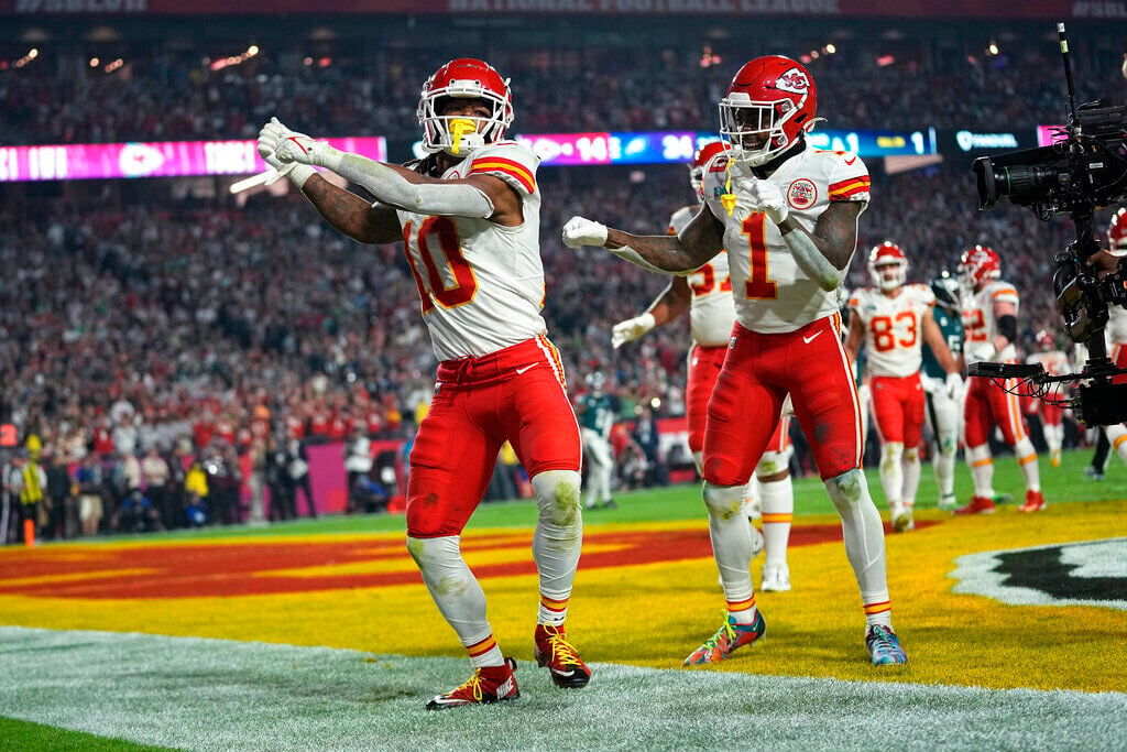 Kansas City Chiefs linebacker Willie Gay celebrates with fans after win  against the Jacksonville Jaguars during an NFL Divisional Playoff football  game Saturday, Jan. 21, 2023, in Kansas City, Mo. (AP Photo/Ed