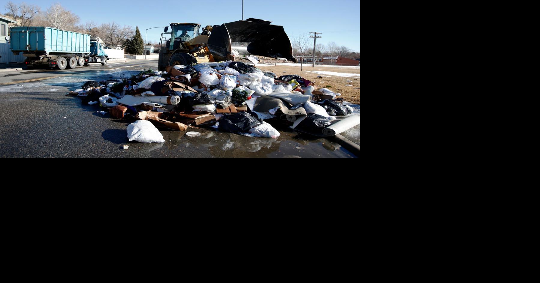 Billings garbage truck drops load after trash exploded