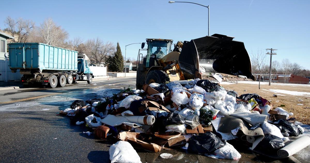 Trash Exploding Billings garbage truck drops load after trash exploded