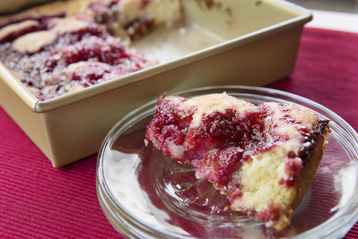 Raspberry pudding cake is simple, light, pretty