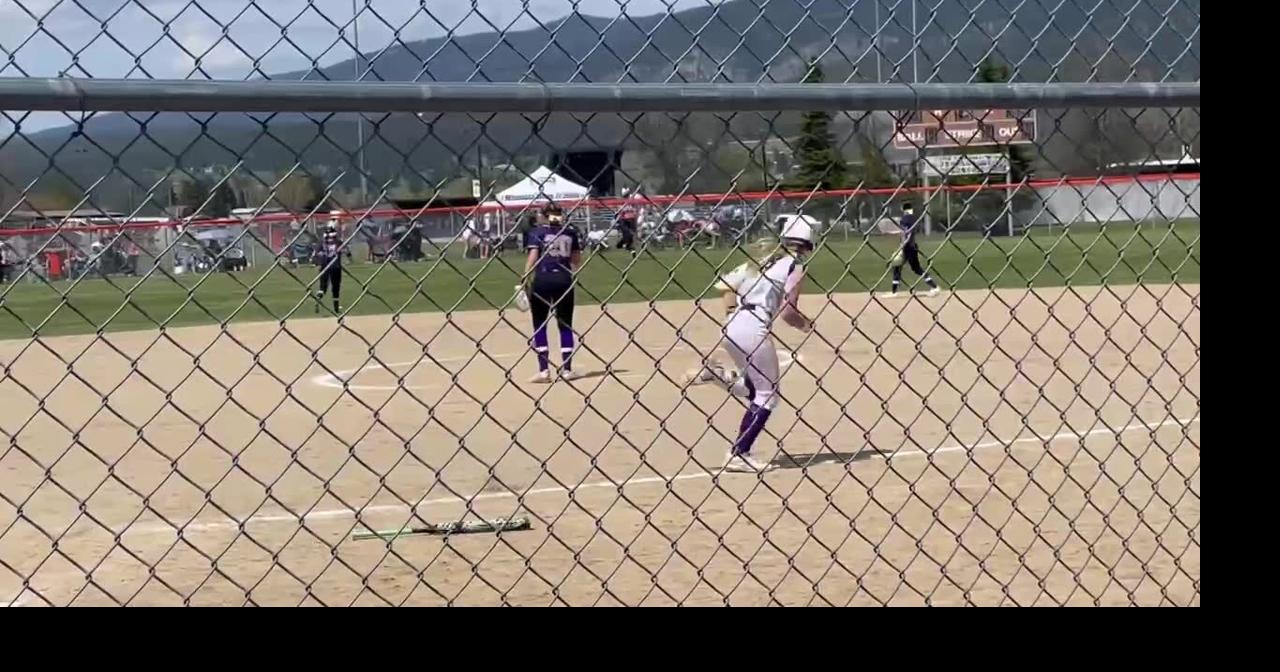 Laurel standout Emerson Gunther rips a base hit up the middle against Polson