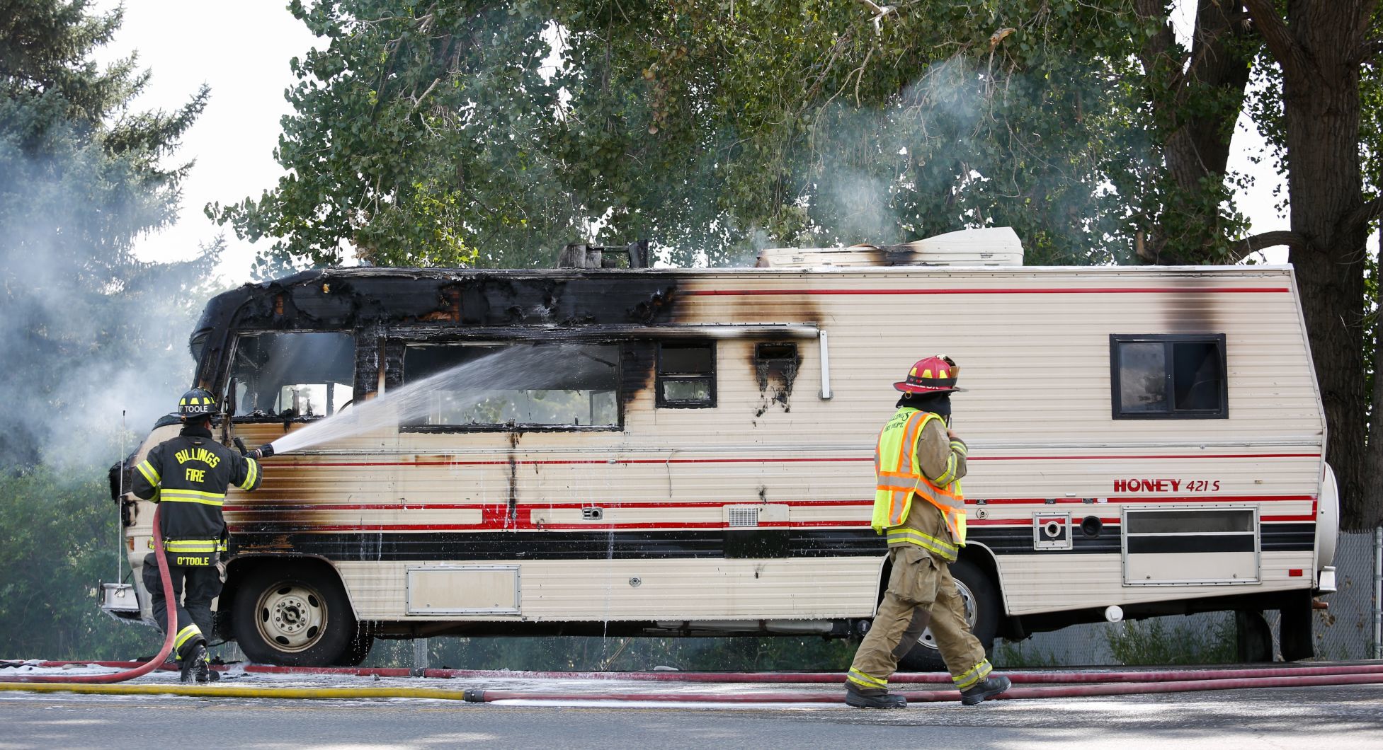 Fire Destroys Camper On I-90; No Injuries Reported