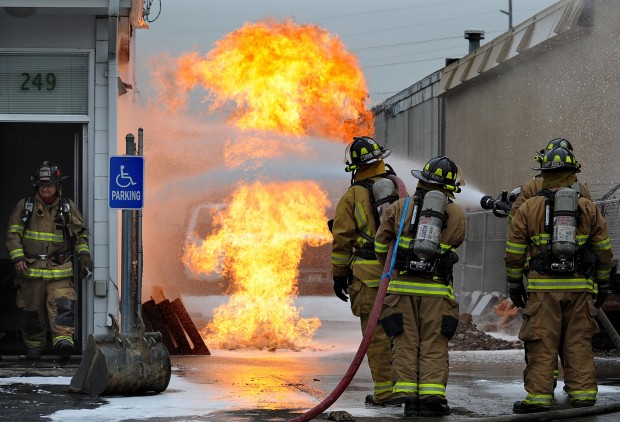 Natural gas line fuels fire at business on Moore Lane