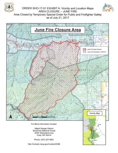 Area closure map for June fire