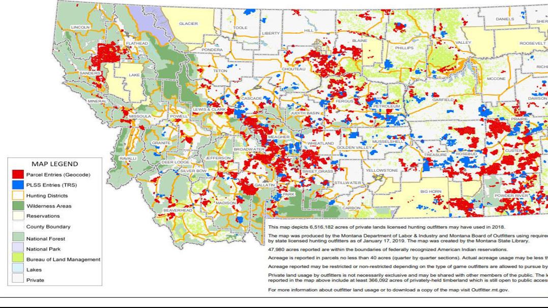 Montana Public Land Map Map Shows 6 5m Private Acres Leased By Hunting Outfitters Montana Untamed Billingsgazette Com