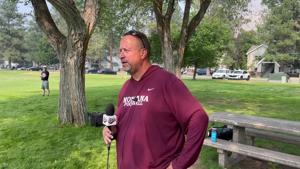 Montana Grizzlies head coach Bobby Kennedy on defensive line