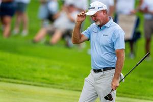 Jerry Kelly departs hole No 18. during the Kaulig Companies PGA Championship Final Round, July 12, 2026, at Firestone Country