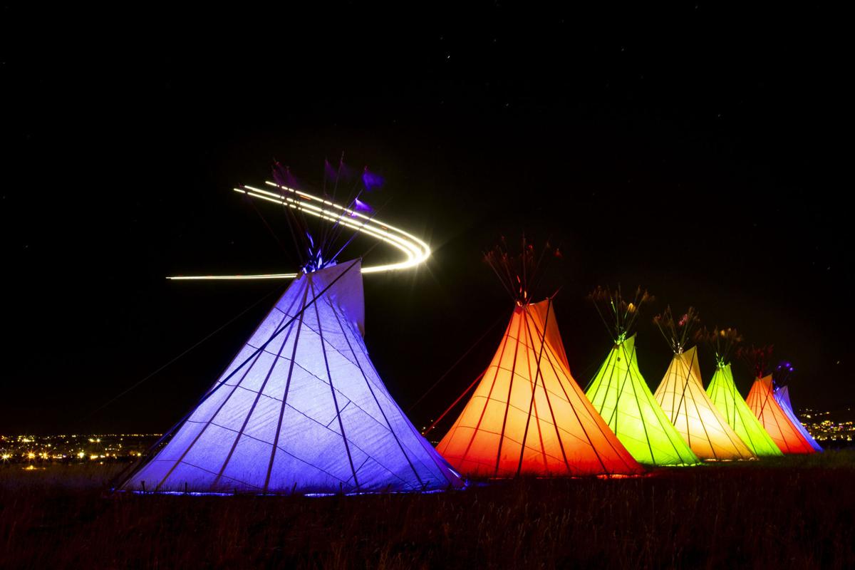 Teepees erected on Rims to honor those who have died as well as provide beacon of hope